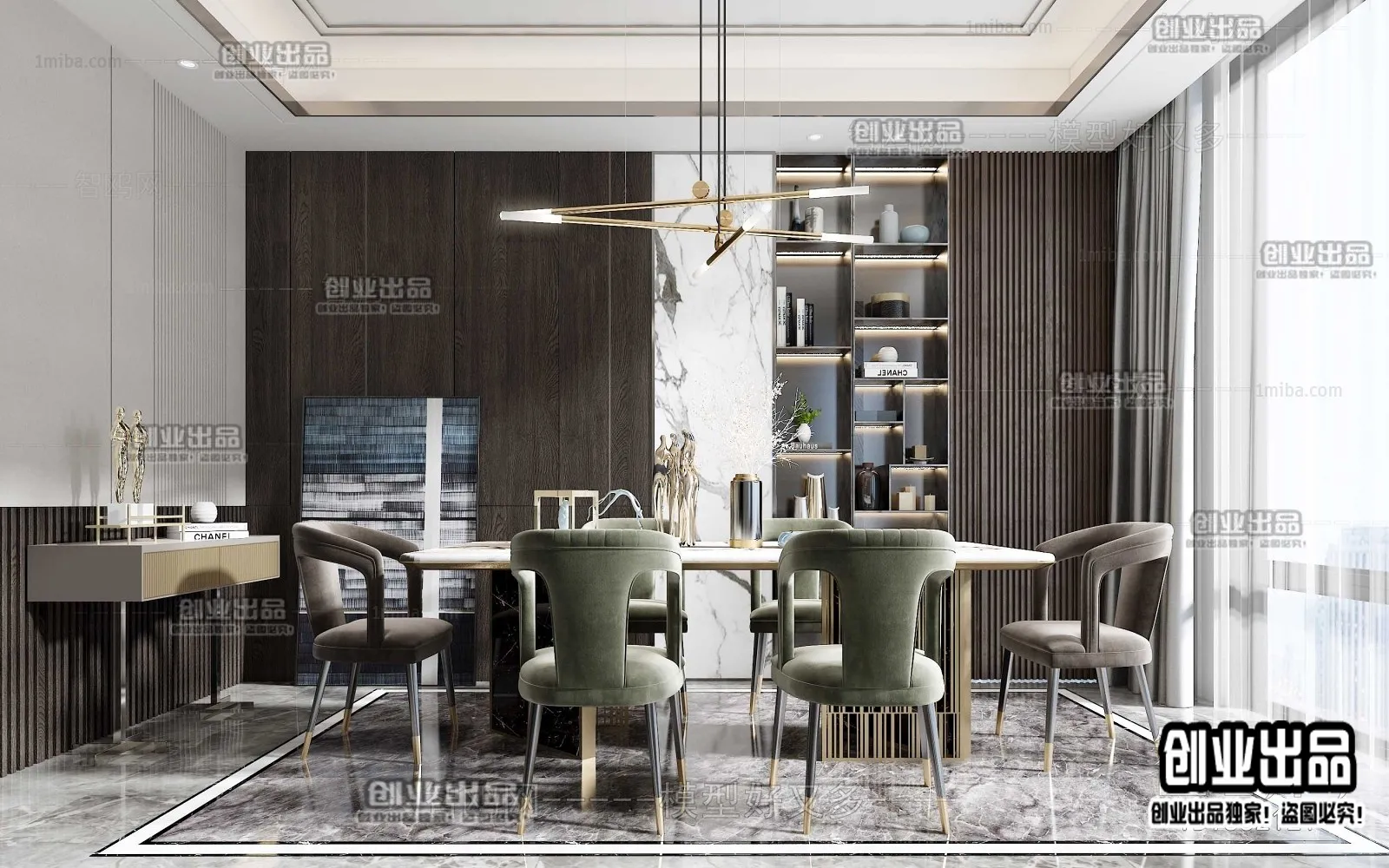 Dining Room – Modern Style Interior 3D Scenes – 109 Dining Room – Modern Style Interior 3D Scenes – 109