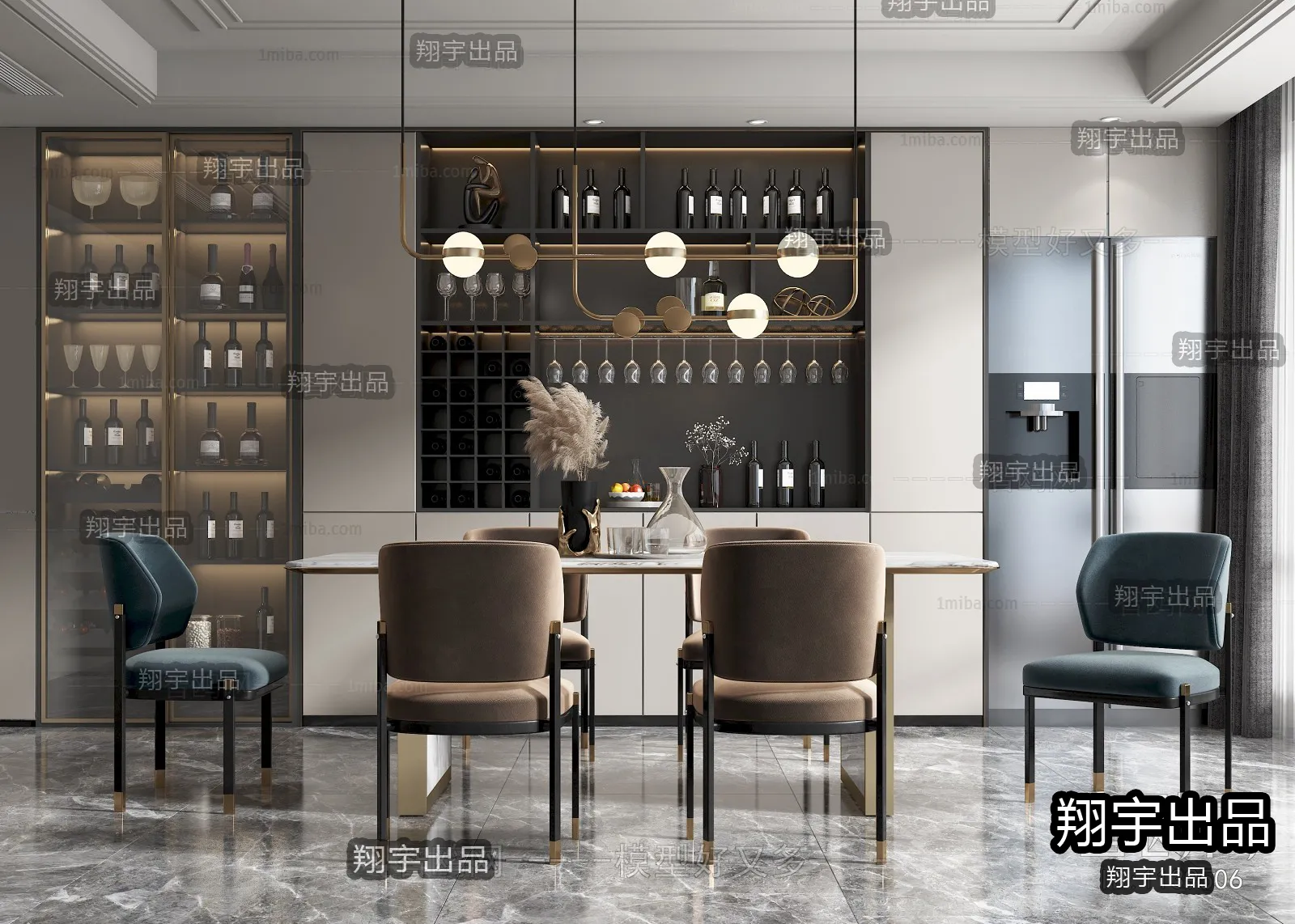 Dining Room – Modern Style Interior 3D Scenes – 110 Dining Room – Modern Style Interior 3D Scenes – 110