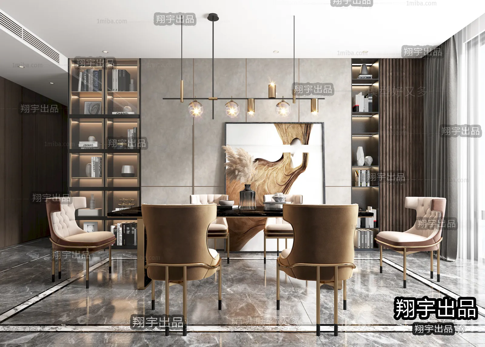Dining Room – Modern Style Interior 3D Scenes – 119 Dining Room – Modern Style Interior 3D Scenes – 119