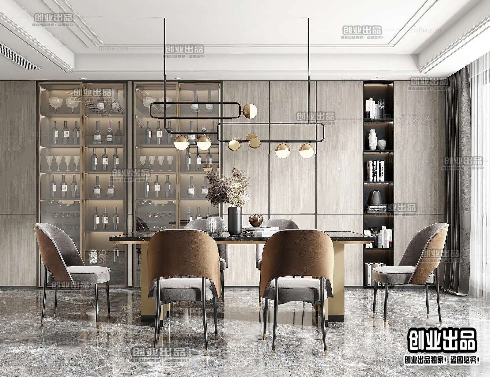 Dining Room – Modern Style Interior 3D Scenes – 130 Dining Room – Modern Style Interior 3D Scenes – 130