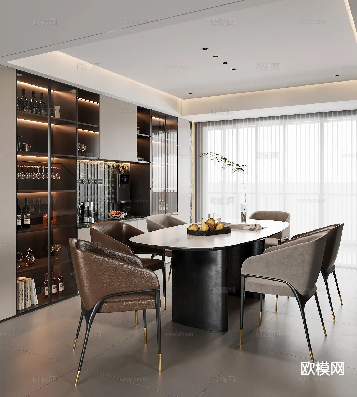 DINING ROOM SETS – 3D Model For Interior Design – 10740