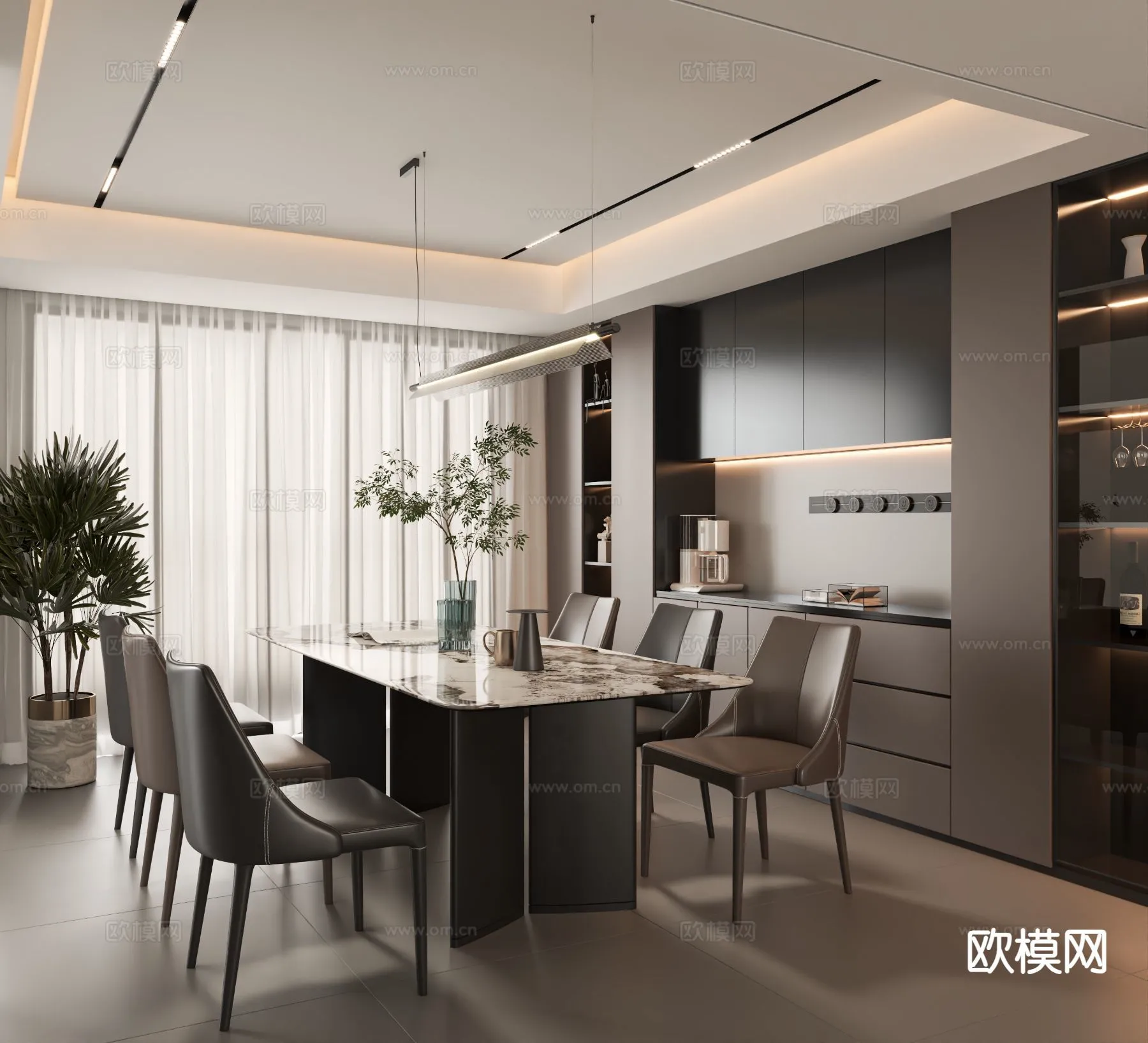 DINING ROOM SETS – 3D Model For Interior Design – 10746