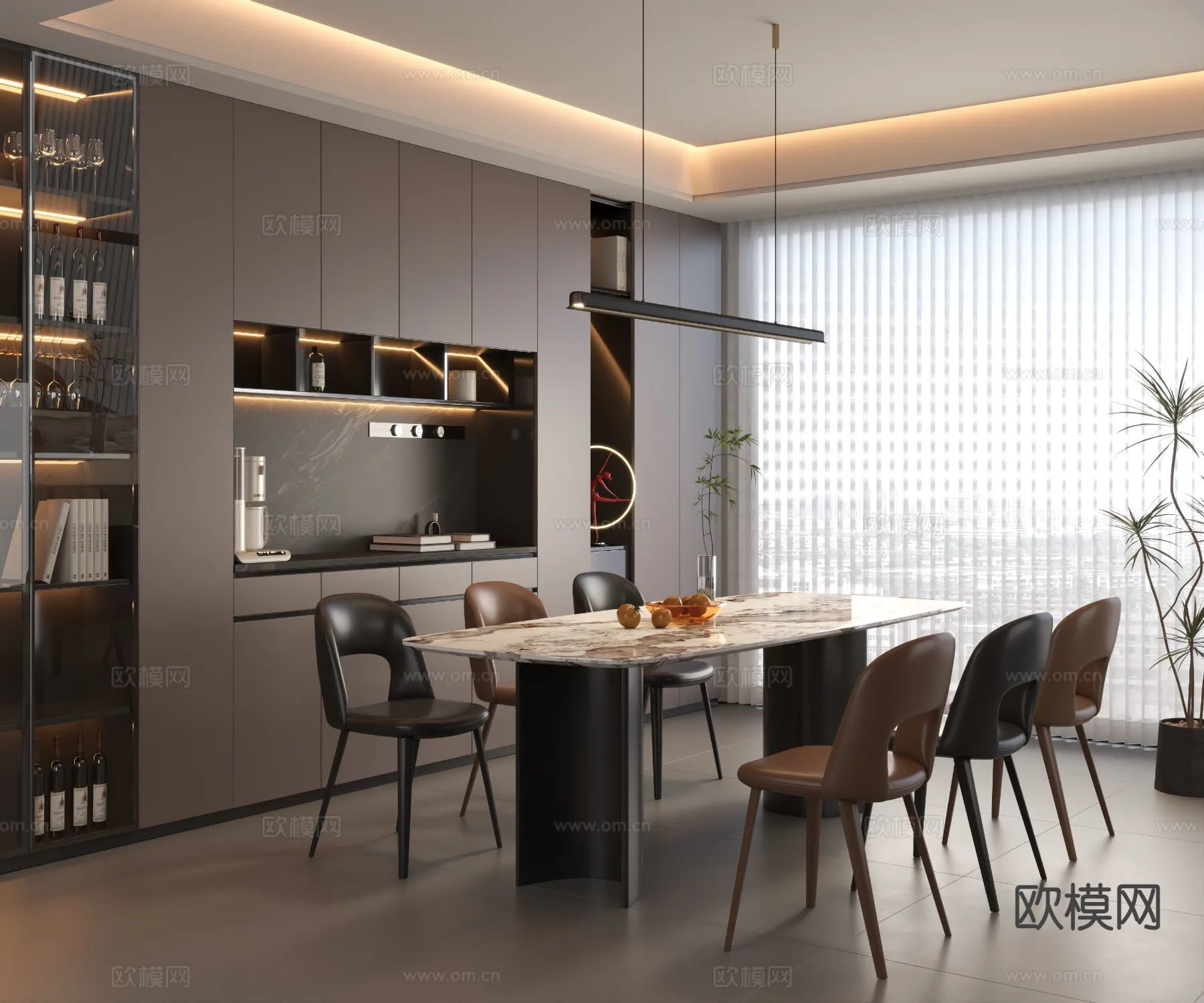 DINING ROOM SETS – 3D Model For Interior Design – 10748