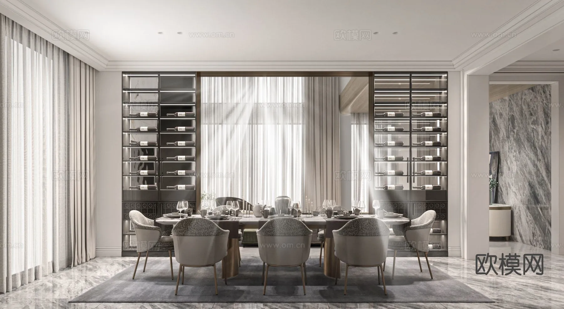 DINING ROOM SETS – 3D Model For Interior Design – 10761