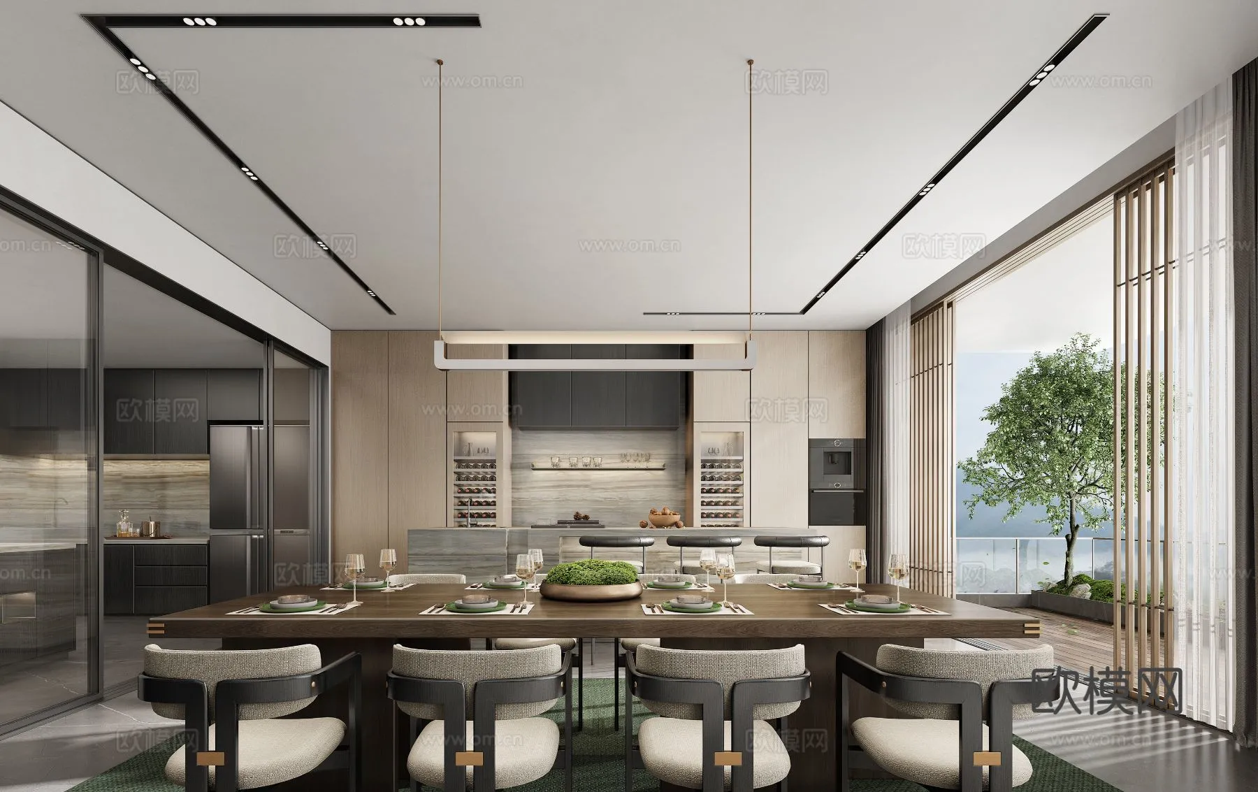 DINING ROOM SETS – 3D Model For Interior Design – 10808