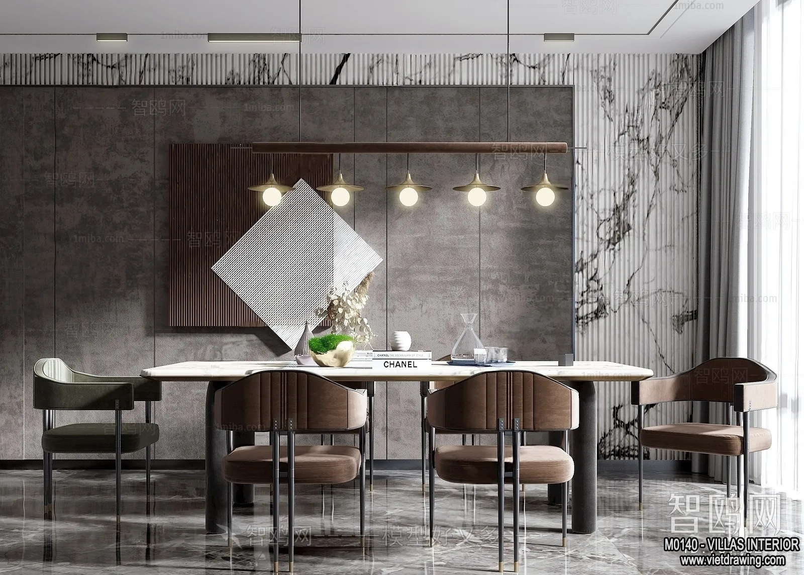 Dining Room – Villas 3D Interior Scene – 3D Models – 038