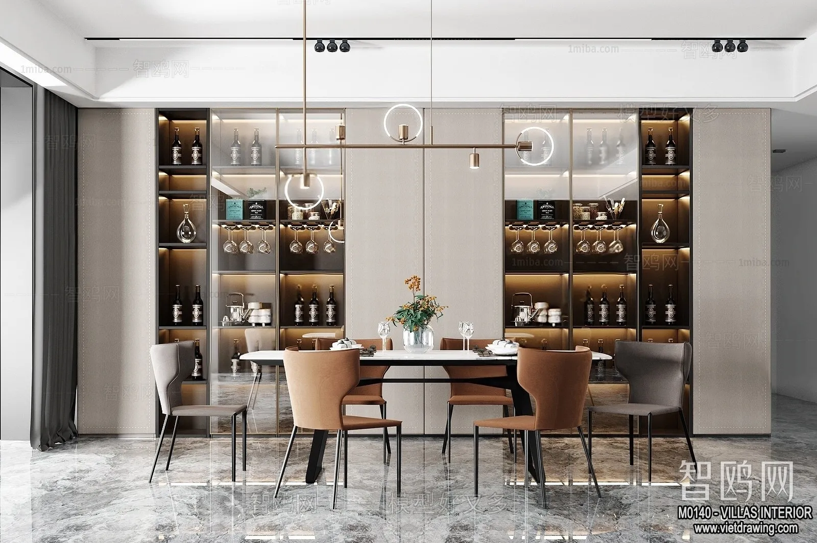 Dining Room – Villas 3D Interior Scene – 3D Models – 195 Dining Room – Villas 3D Interior Scene – 3D Models – 195