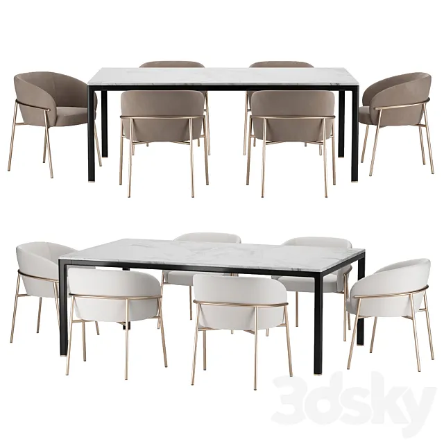 Dining set 014 Rimo chair 3D Model Dining set 014 Rimo chair 3D Model