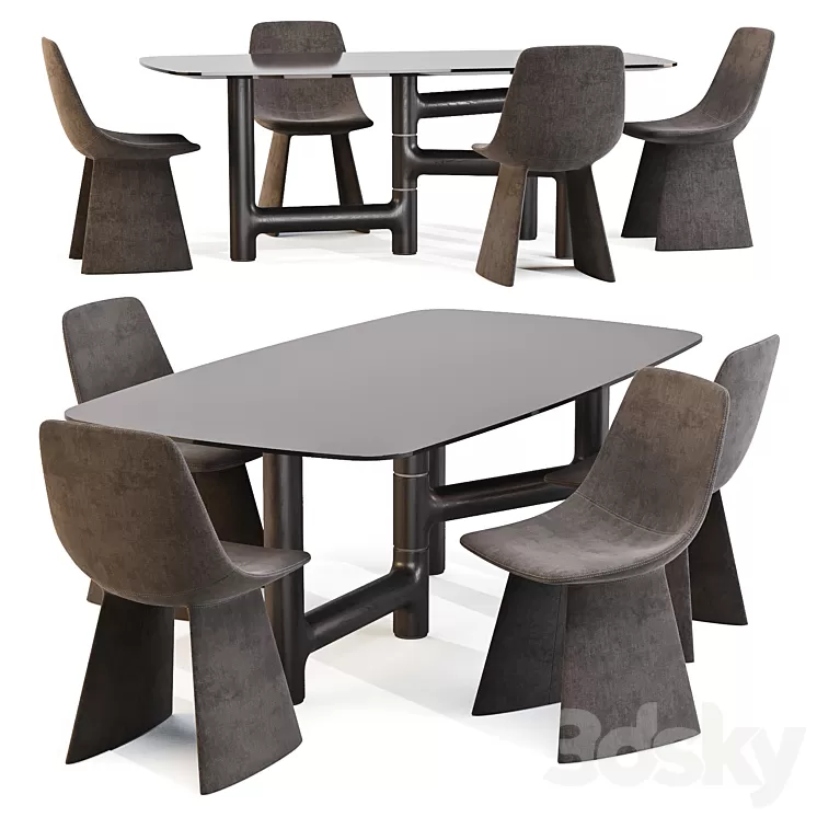 Dining Set 02: Bonaldo (Pivot Table and Agea Chairs) 3D Model Dining Set 02: Bonaldo (Pivot Table and Agea Chairs) 3D Model