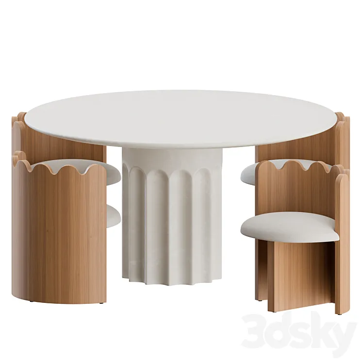 Dining Set 02 by Lulu and Georgia 3D Model Free Download