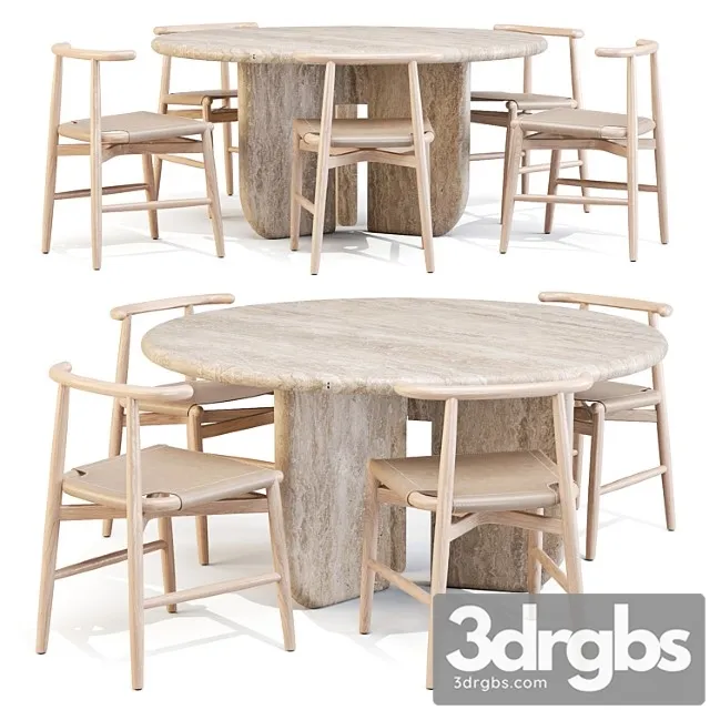 Dining Set 02 Meridiani Italo Table And Emilia Chairs 3D Model Download