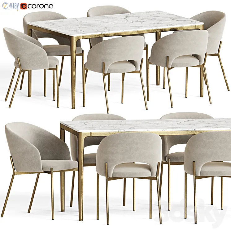 Dining Set 116 3D Model Free Download