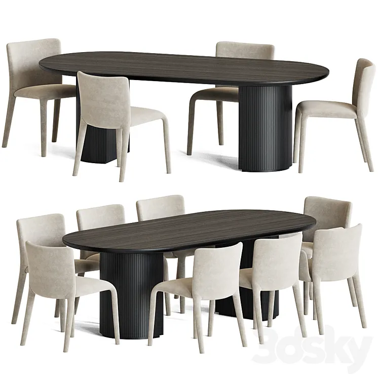 Dining Set 129 3D Model Free Download