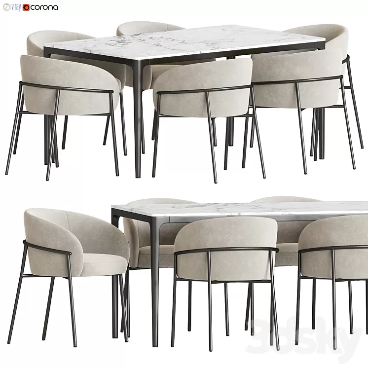 Dining Set 194 3D Model Free Download