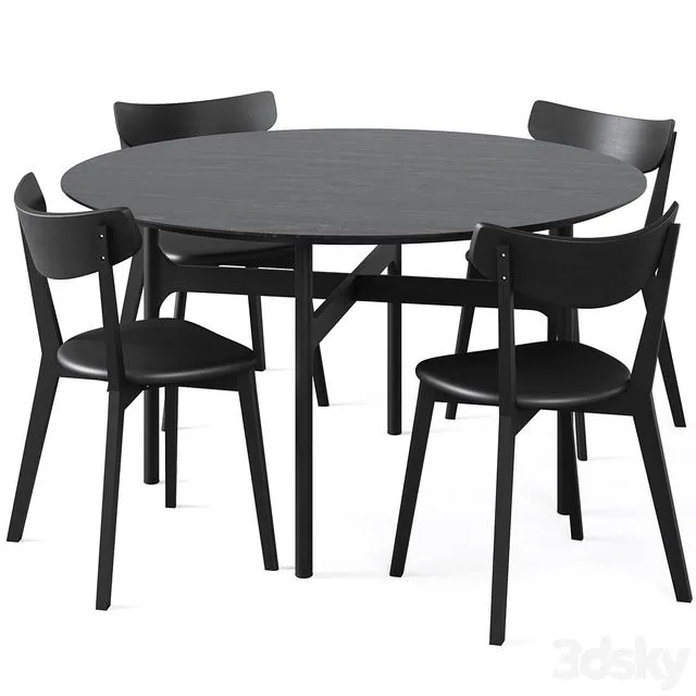 Dining Set 2 by Rowico Home 3D Model Dining Set 2 by Rowico Home 3D Model