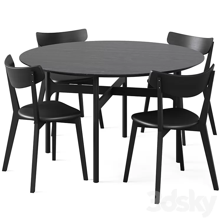 Dining Set 2 by Rowico Home 3D Model Free Download