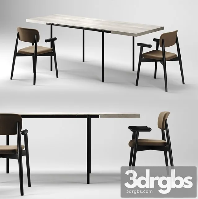 Dining Set 2 Mzpa Mild Chair And Romp Te01 Table 3 3D Model Download