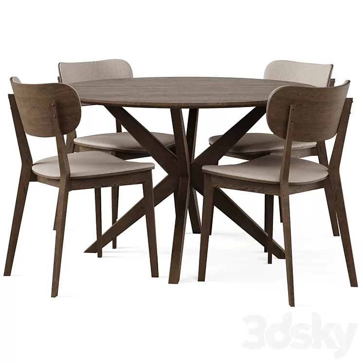 Dining Set 5 by Rowico Home 3D Model Free Download