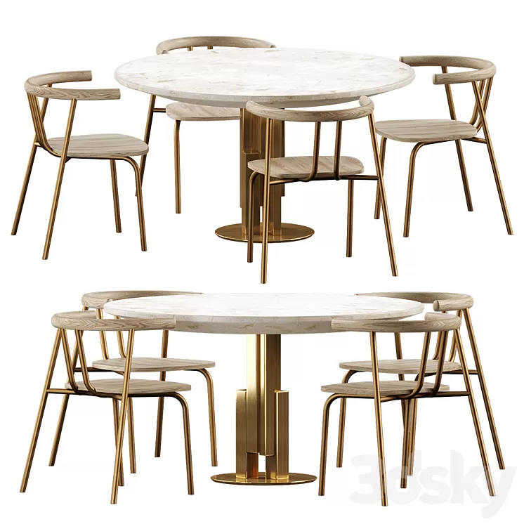 Dining set by Archinect 3D Model Free Download