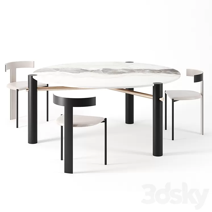 Dining set by Baxter with Thalantha table 3D Model