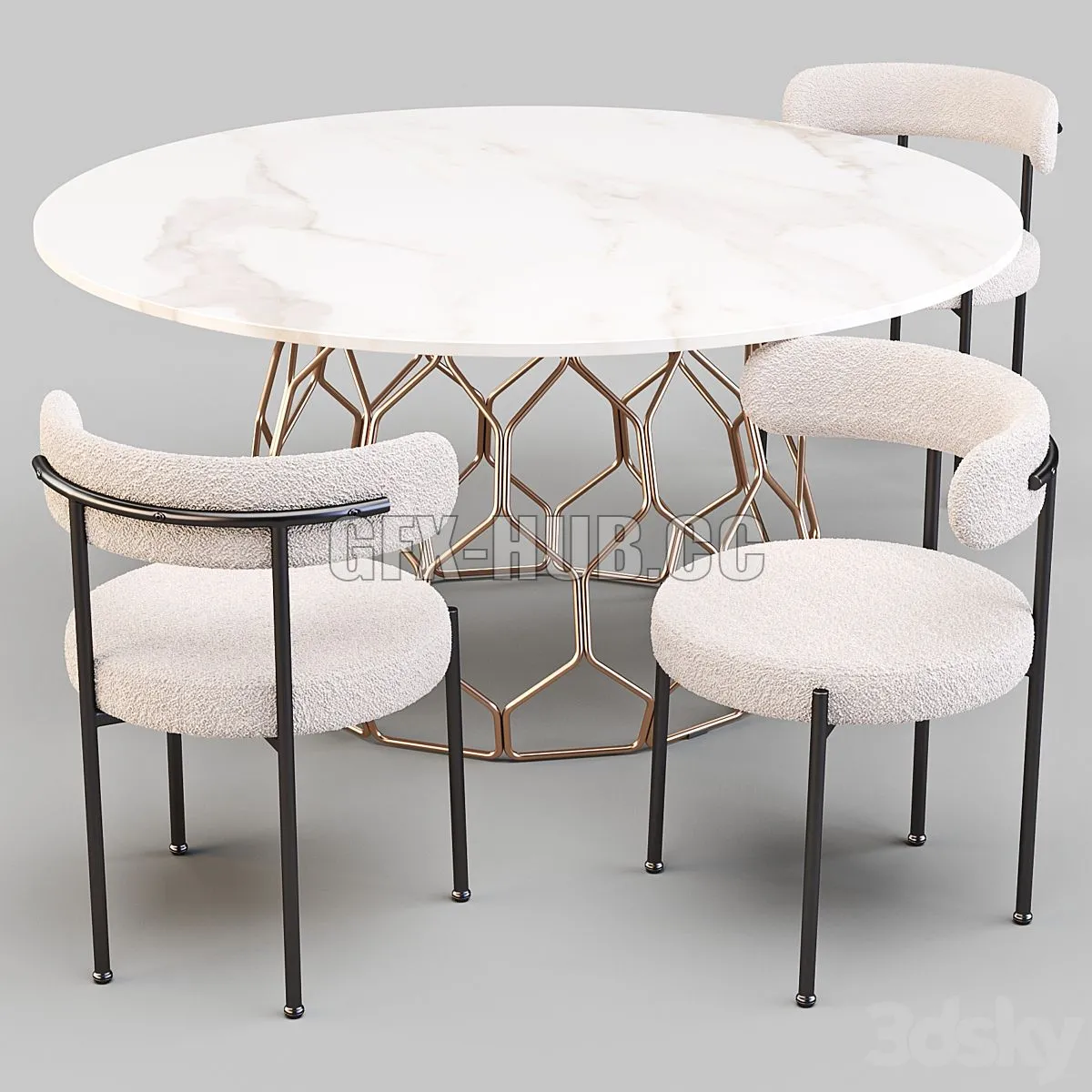Dining Set CB2 (Circuit Table and Inesse Chair) 3D Model Dining Set CB2 (Circuit Table and Inesse Chair) 3D Model
