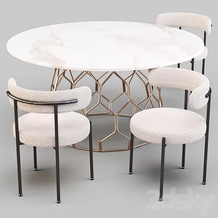 Dining Set: CB2 (Circuit Table and Inesse Chair) 3D Model