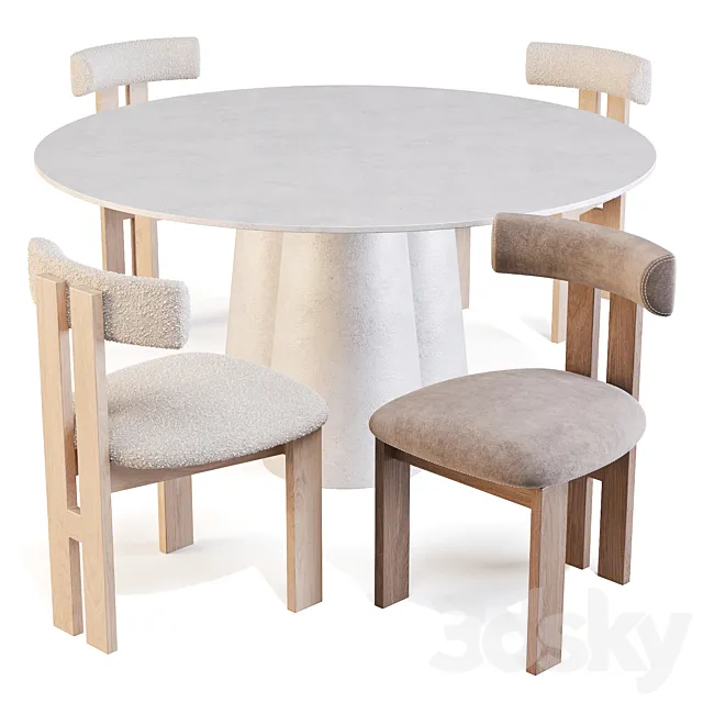 Dining Set: Crate and Barrel (Davenport Table and Ceremonie Chairs) 3D Model Dining Set: Crate and Barrel (Davenport Table and Ceremonie Chairs) 3D Model