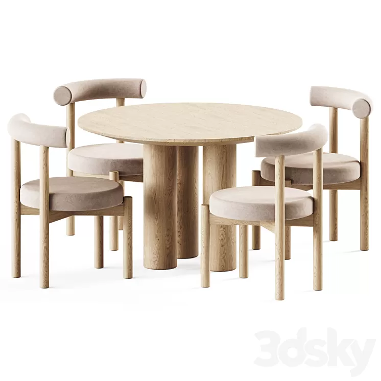 Dining Set Dame Chair and Mojave Table by Lulu and Georgia 3D Model Free Download