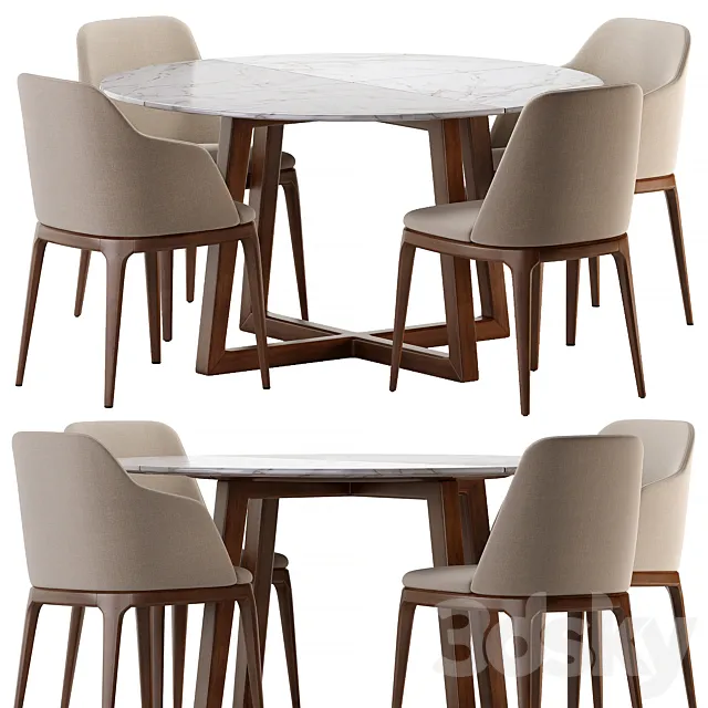 Dining set Grace chair and table 3D Model Dining set Grace chair and table 3D Model