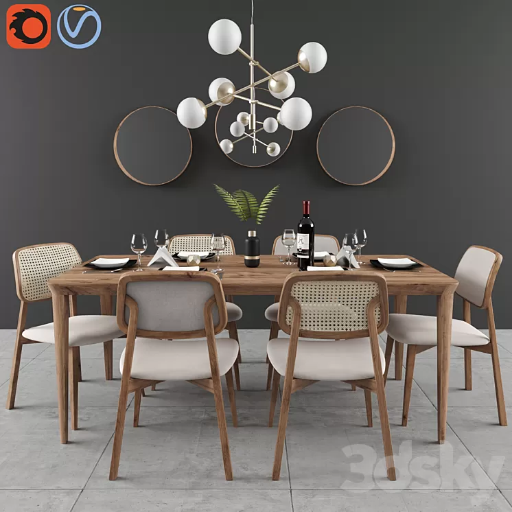 Dining set Lider 01 3D Model Dining set Lider 01 3D Model