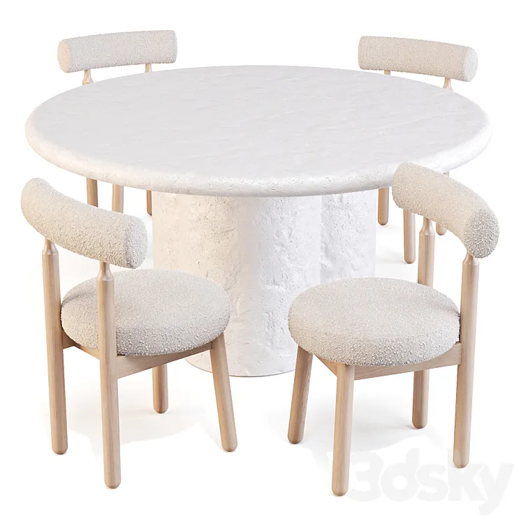 Dining Set: Lulu and Georgia (Sol Table and Ross Chairs) 3D Model Free Download
