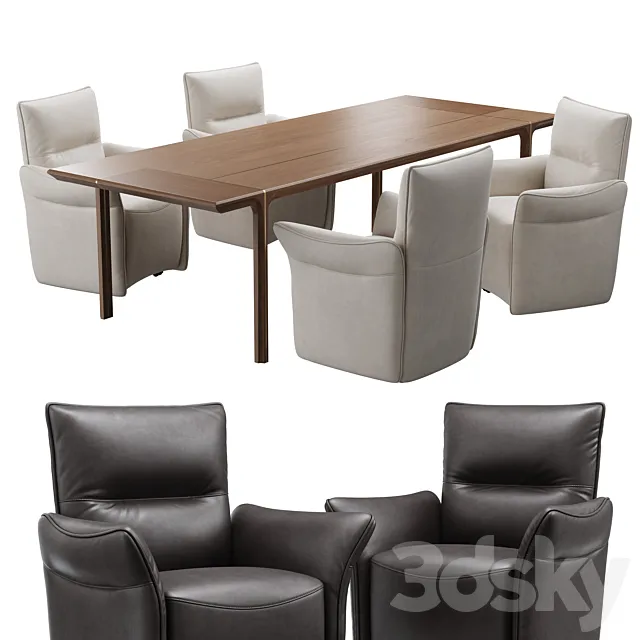 Dining set natuzzi mama chair CH10 kendo table E021 3DModel