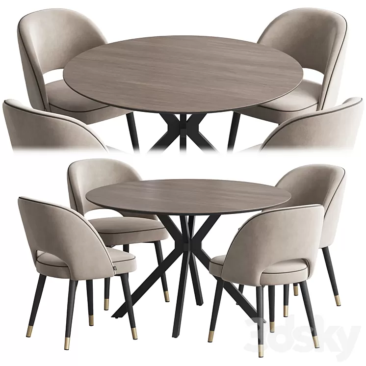 Dining set Ralf table Cliff chair 3D Model