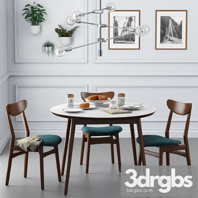 Dining set001 – west elm 2 3D Model Download
