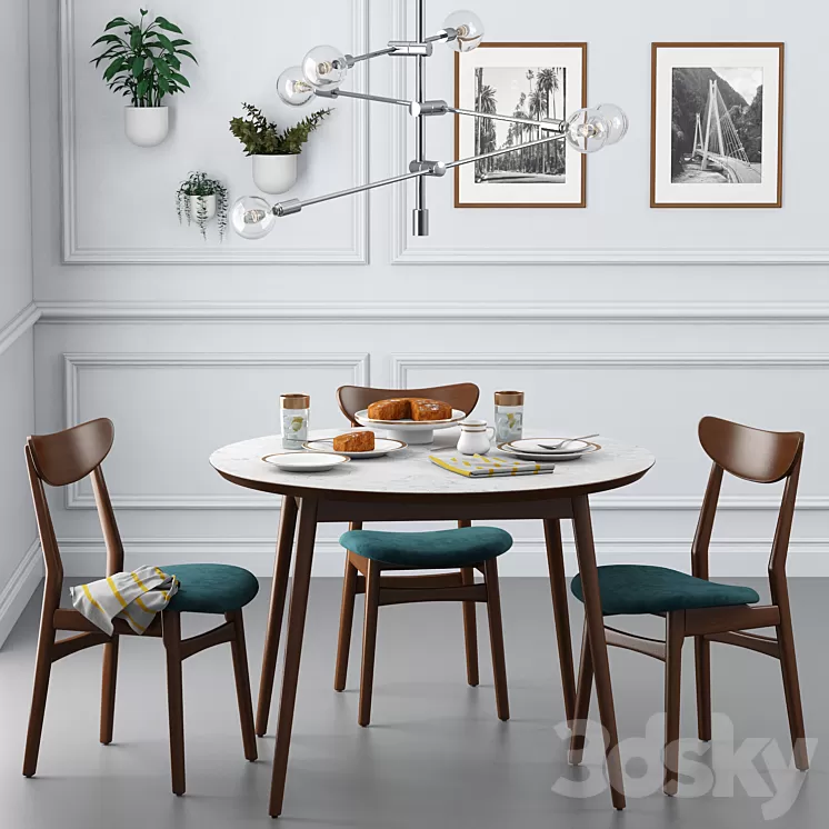 Dining set001 – West Elm 3D Model