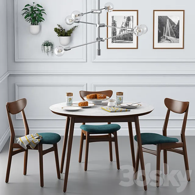 Dining set001 – West Elm 3DModel
