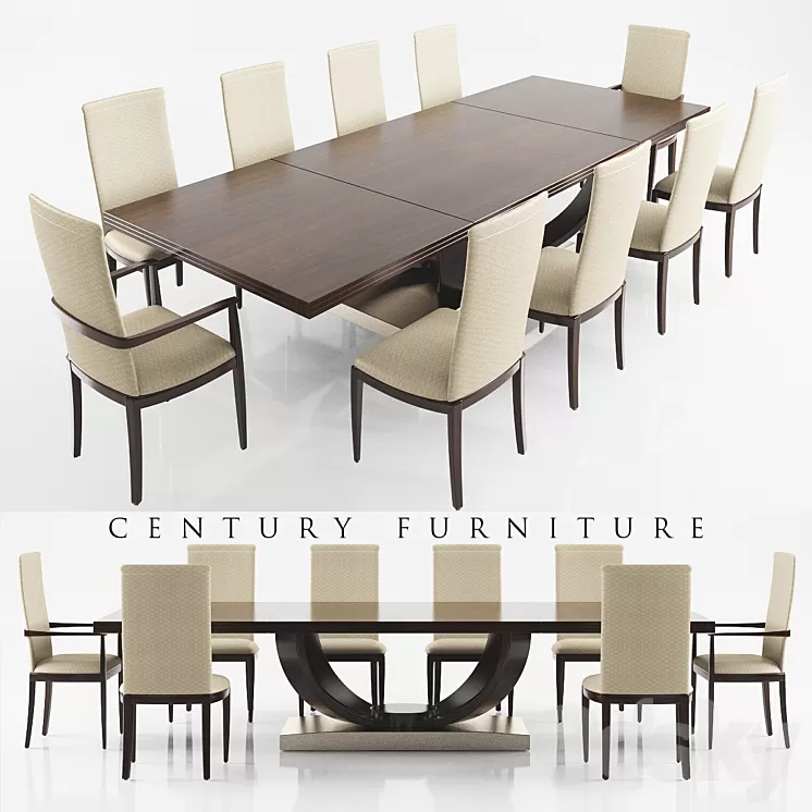 DINING TABLE 6 IN DARK WOOD 3D Model DINING TABLE 6 IN DARK WOOD 3D Model