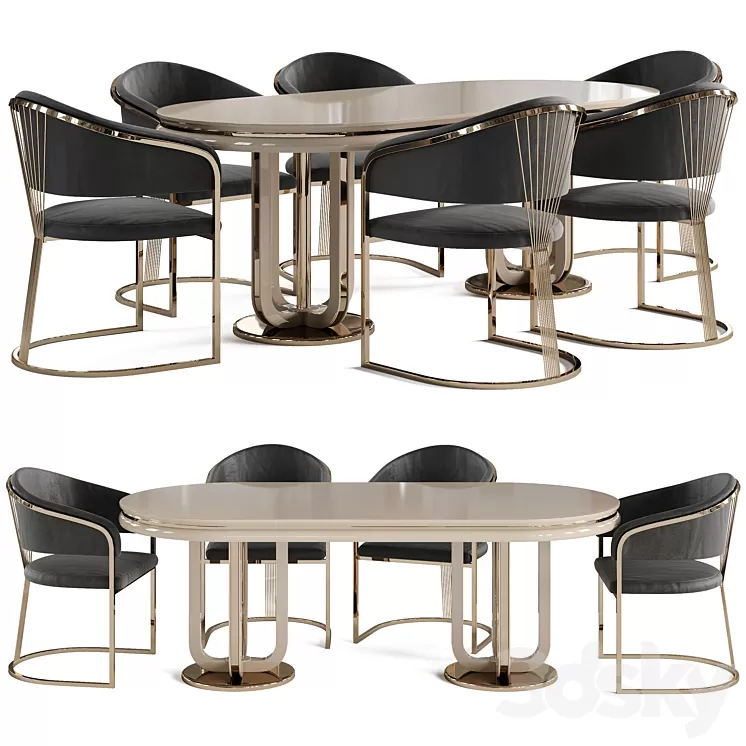 Dining table and chair Newland Jaguar 3D Model Free Download