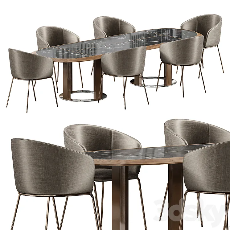 Dining table and chair Porada THAYL 3D Model Free Download