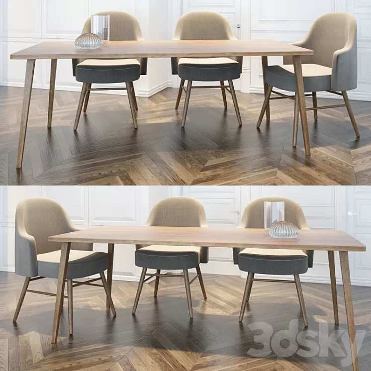 dining table and chairs 02 3D Model