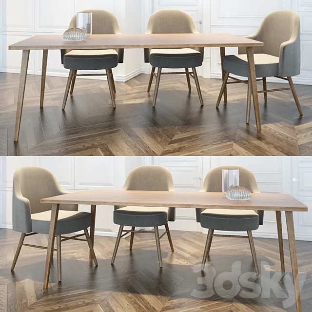 dining table and chairs 02 3DModel