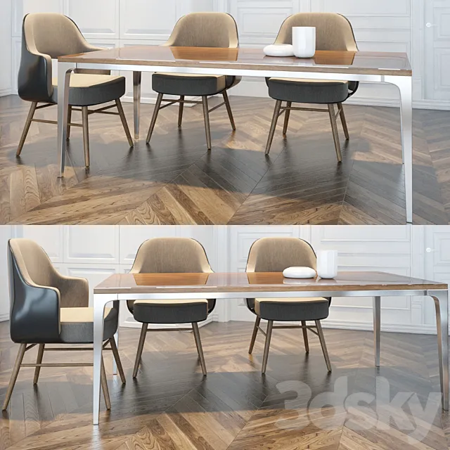 Dining table and chairs 3D Model