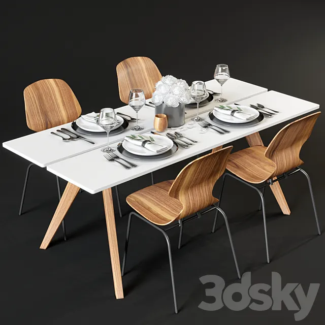 Dining table and chairs BoConcept Adelaide and Florence 3DModel