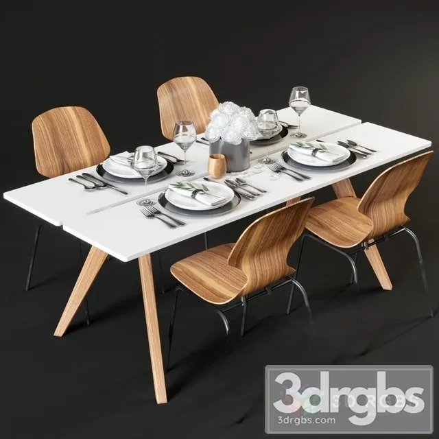 Dining Table and Chairs Boconcept Adelaide Florence 3D Model Download