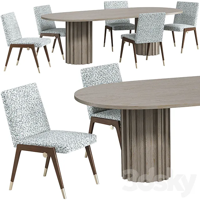 Dining table Baker McGuire Huxley and chair Baker McGuire Sling 3D Model Dining table Baker McGuire Huxley and chair Baker McGuire Sling 3D Model