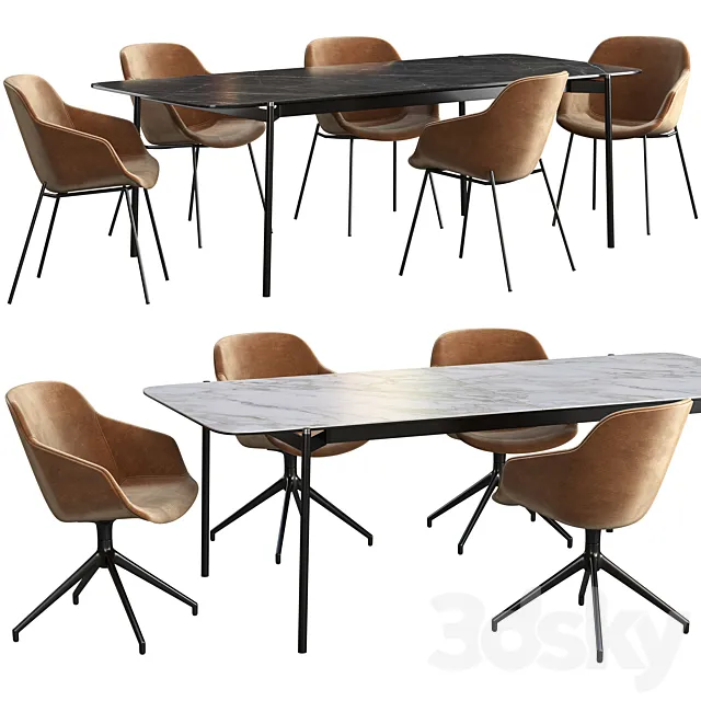 Dining table BoConcept Augusta + chair BoConcept Vienna 3D Model