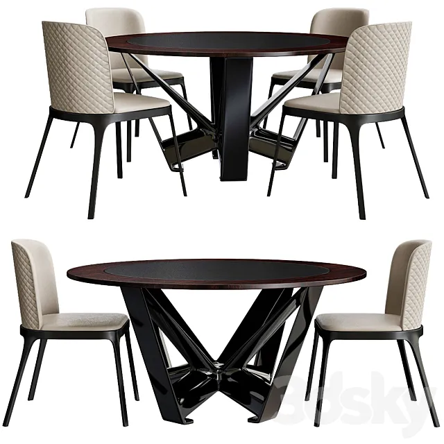 Dining table Cattelan Italia Milano Skorpio Round Ker-Wood 3D Model