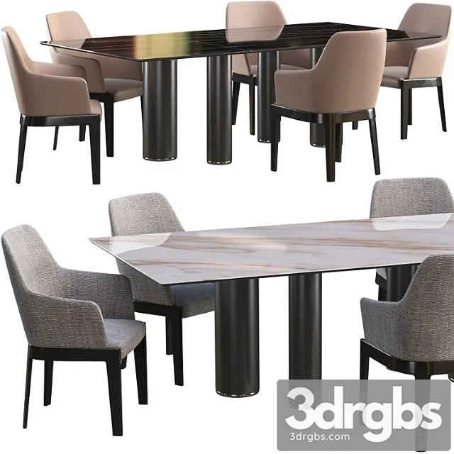 Dining Table Cattelan Italia Roll Keramik Chair Molteni Chelsea 3D Model Download
