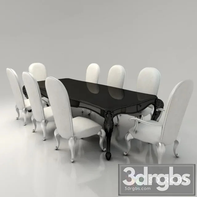 Dining Table Chears Belloni 01 3D Model Download