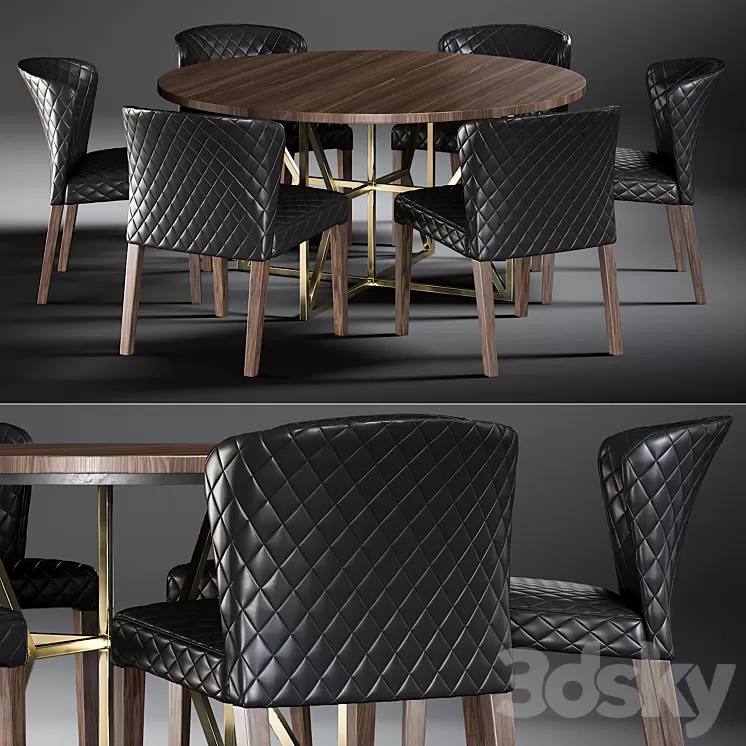 Dining Table Hayes Acacia & Chair Curran 3D Model